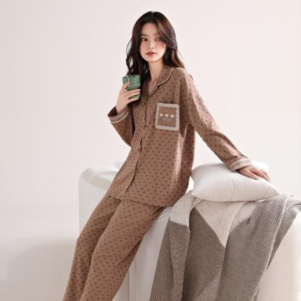 91家纺网 家纺一手货源 找家纺 洛兰沙 100棉纯棉情侣睡衣开衫条纹纯色家居服