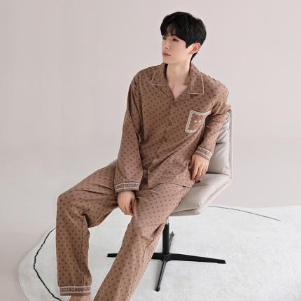 91家纺网 家纺一手货源 找家纺 洛兰沙 100棉纯棉情侣睡衣开衫条纹纯色家居服