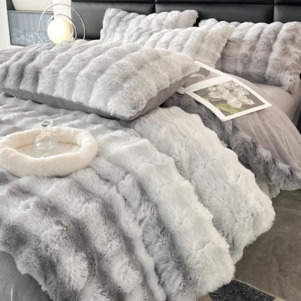 91家纺网 家纺一手货源 找家纺 （总）爱家 2023新款炫彩兔毛绒四件套【10万+备货】