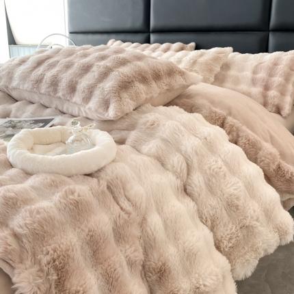 91家纺网 家纺一手货源 找家纺 （总）爱家 2023新款炫彩兔毛绒四件套【10万+备货】