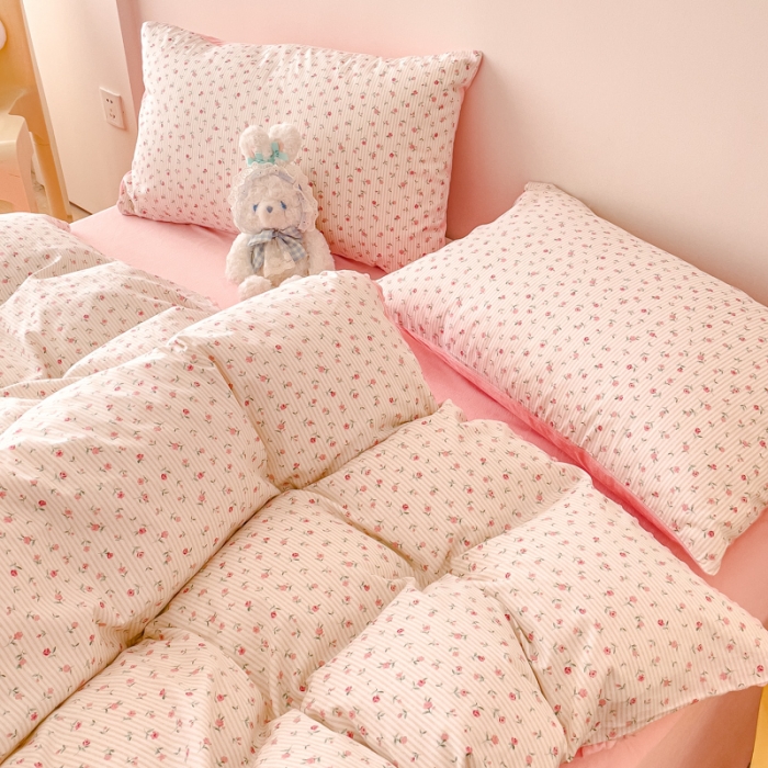 91家纺网 家纺一手货源 找家纺 千朵 2023新款棉加绒豆豆绒四件套 爱茉莉
