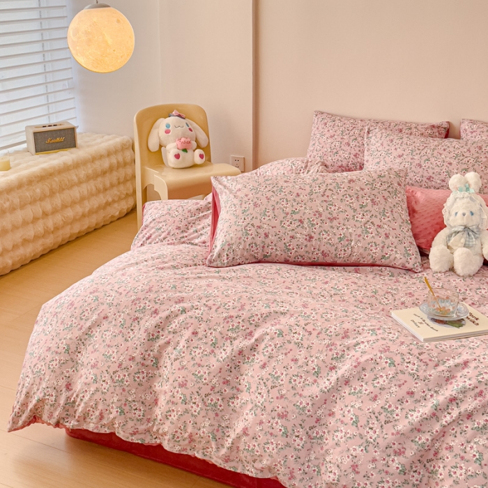 91家纺网 家纺一手货源 找家纺 千朵 2023新款棉加绒豆豆绒四件套 蔓春