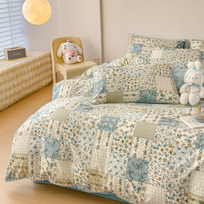 91家纺网 家纺一手货源 找家纺 千朵 2023新款棉加绒豆豆绒四件套 欧若拉