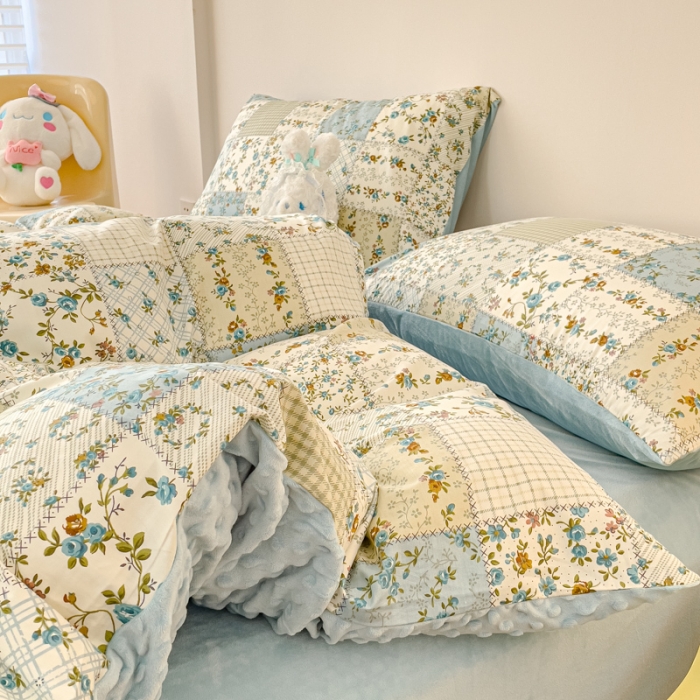 91家纺网 家纺一手货源 找家纺 千朵 2023新款棉加绒豆豆绒四件套 欧若拉