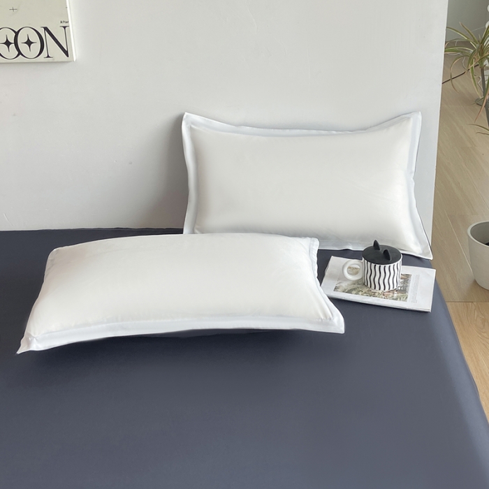 91家纺网 家纺一手货源 找家纺 楠沐 2025年新款纯色双拼水洗棉柔感四件套 白蓝灰