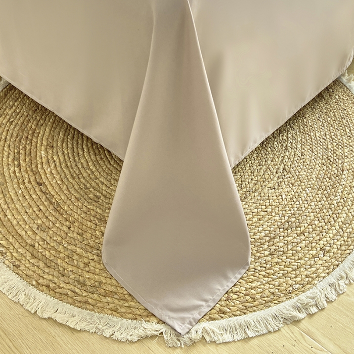 91家纺网 家纺一手货源 找家纺 楠沐 2025年新款纯色双拼水洗棉柔感四件套 果绿+浅驼