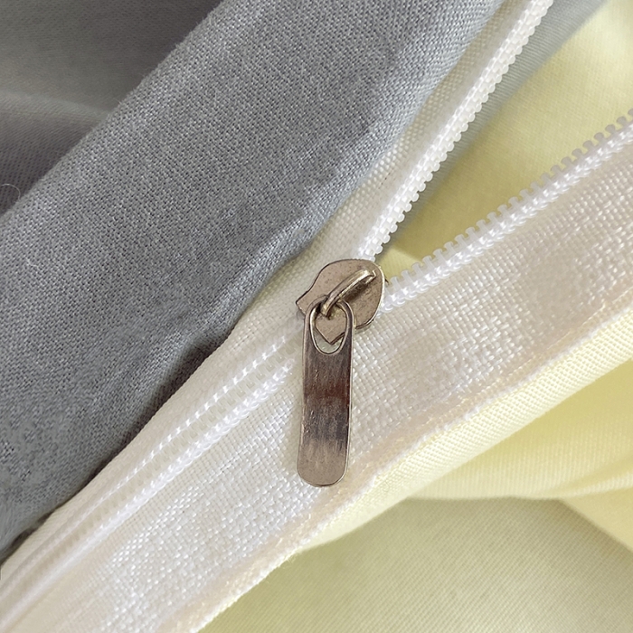 91家纺网 家纺一手货源 找家纺 楠沐 2025年新款纯色双拼水洗棉柔感四件套 米黄+浅灰