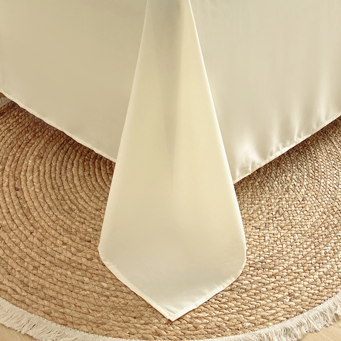 91家纺网 家纺一手货源 找家纺 楠沐 2025年新款纯色双拼水洗棉柔感四件套 米黄+浅蓝