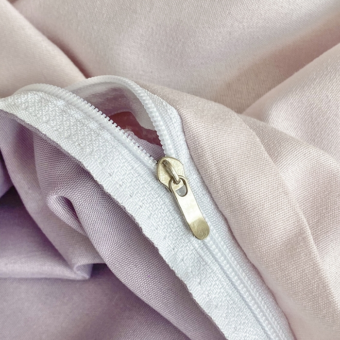 91家纺网 家纺一手货源 找家纺 楠沐 2025年新款纯色双拼水洗棉柔感四件套 奶粉色+泡泡紫