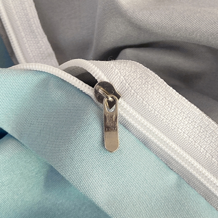 91家纺网 家纺一手货源 找家纺 楠沐 2025年新款纯色双拼水洗棉柔感四件套 水蓝+银灰