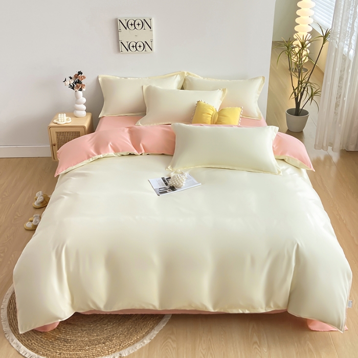 91家纺网 家纺一手货源 找家纺 （总）楠沐 2025年新款纯色双拼水洗棉柔感四件套