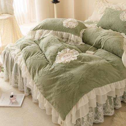 91家纺网 家纺一手货源 找家纺 （总）好儿喜家纺 2023新款茜茜里系列牛奶绒四件套床裙款四件套