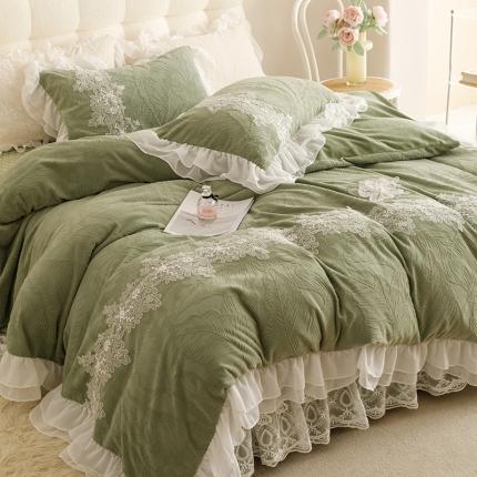 91家纺网 家纺一手货源 找家纺 （总）好儿喜家纺 2023新款密语系列牛奶绒四件套床裙款四件套