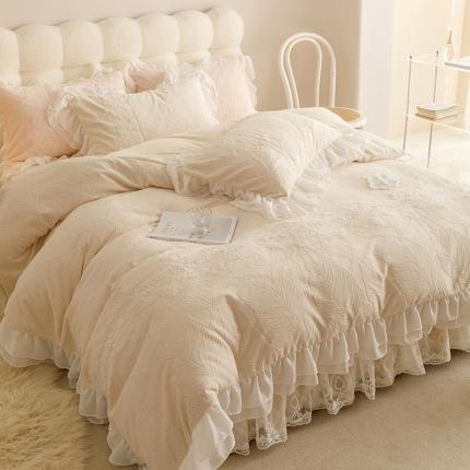 91家纺网 家纺一手货源 找家纺 （总）好儿喜家纺 2023新款密语系列牛奶绒四件套床裙款四件套