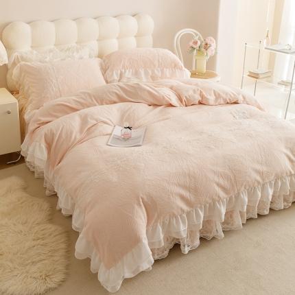 91家纺网 家纺一手货源 找家纺 （总）好儿喜家纺 2023新款密语系列牛奶绒四件套床裙款四件套