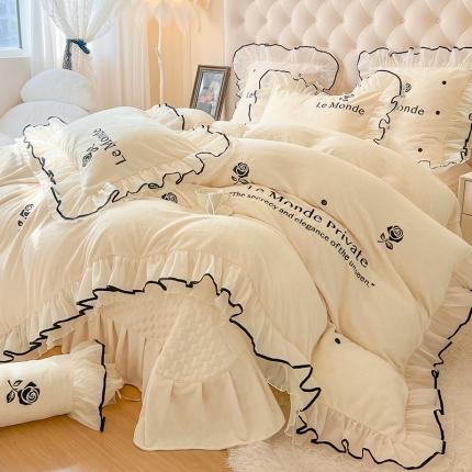 91家纺网 家纺一手货源 找家纺 （总）好儿喜家纺 2023新款玫瑰之约牛奶绒四件套