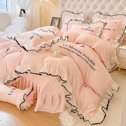 91家纺网 家纺一手货源 找家纺 （总）好儿喜家纺 2023新款玫瑰之约牛奶绒四件套