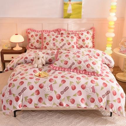 91家纺网 家纺一手货源 找家纺 （总）美达 2025新款A类牛奶绒印花床笠款四件套