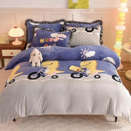 91家纺网 家纺一手货源 找家纺 （总）美达 2025新款A类牛奶绒印花床笠款四件套