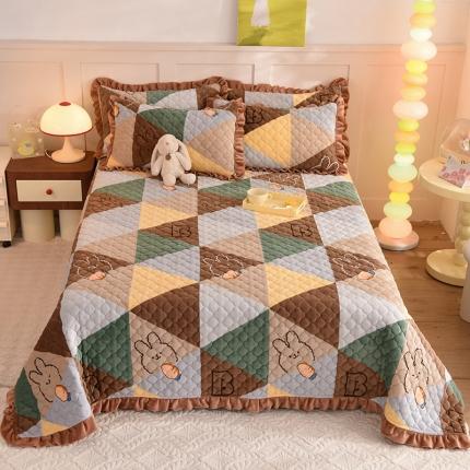 91家纺网 家纺一手货源 找家纺 （总）美达 2025新款A类牛奶绒夹棉床盖（可定制）