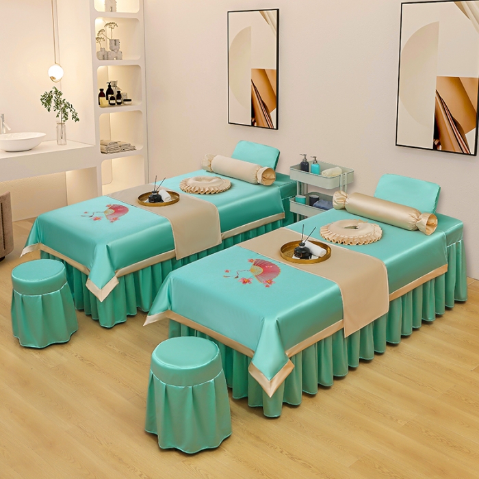 91家纺网 家纺一手货源 找家纺 总不打烊 2025新款冰丝美容床罩系列套件-扇子款（此款控价188）