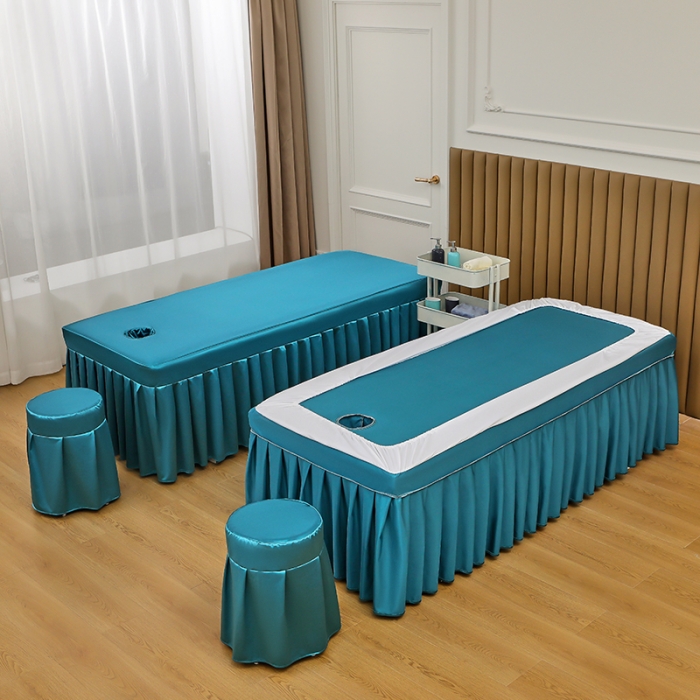 91家纺网 家纺一手货源 找家纺 不打烊 2023新款冰丝美容床罩系列套件—扇子款（此款控价188） 扇子款湖蓝