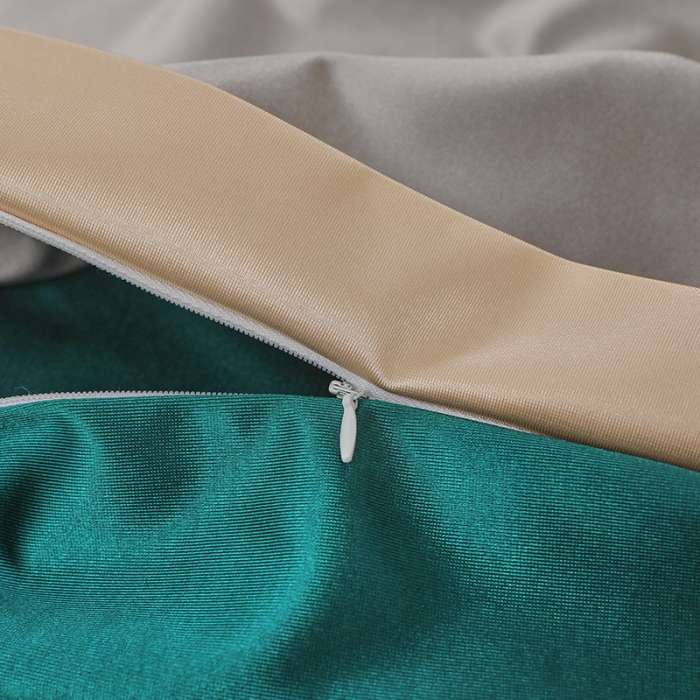 91家纺网 家纺一手货源 找家纺 不打烊 2023新款冰丝美容床罩系列套件—扇子款（此款控价188） 扇子款灰+孔雀蓝 被套灰色