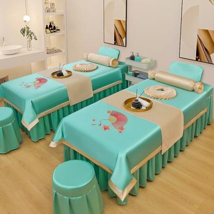 不打烊 2023新款冰丝美容床罩系列套件—扇子款（此款控价188） 扇子款浅绿色