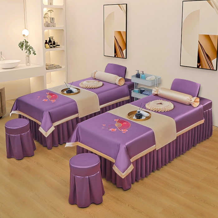 91家纺网 家纺一手货源 找家纺 不打烊 2023新款冰丝美容床罩系列套件—扇子款（此款控价188） 扇子款紫色