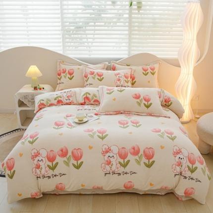 91家纺网 家纺一手货源 找家纺 （总）尚品凤凰2025新款高克重印花牛奶绒四件套-工艺款