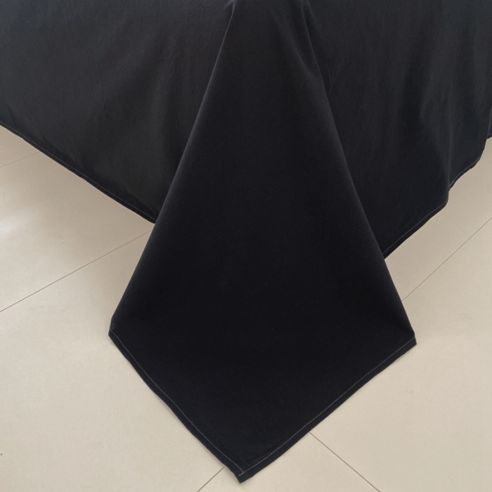 91家纺网 家纺一手货源 找家纺 (总) 柠萌家居 2023新款全棉色织暗黑黑色条纹四件套