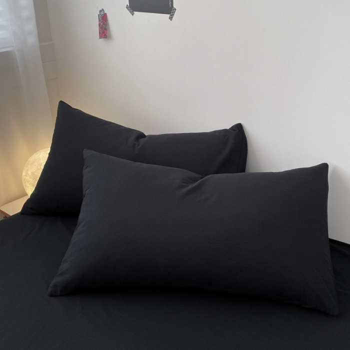 91家纺网 家纺一手货源 找家纺 柠萌家居 2023新款全棉色织暗黑黑色条纹四件套 色织暗黑