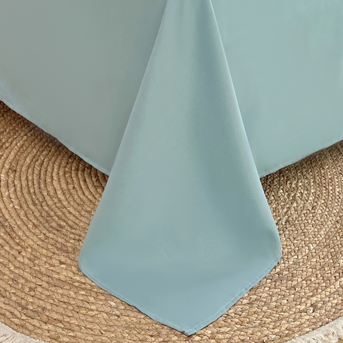 91家纺网 家纺一手货源 找家纺 楠沐 2025年新款纯色双拼水洗棉柔感四件套 水蓝+银灰