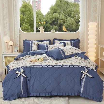 靓生活 2023新款贡棉浪漫花边印花四件套 爱丽丝花园