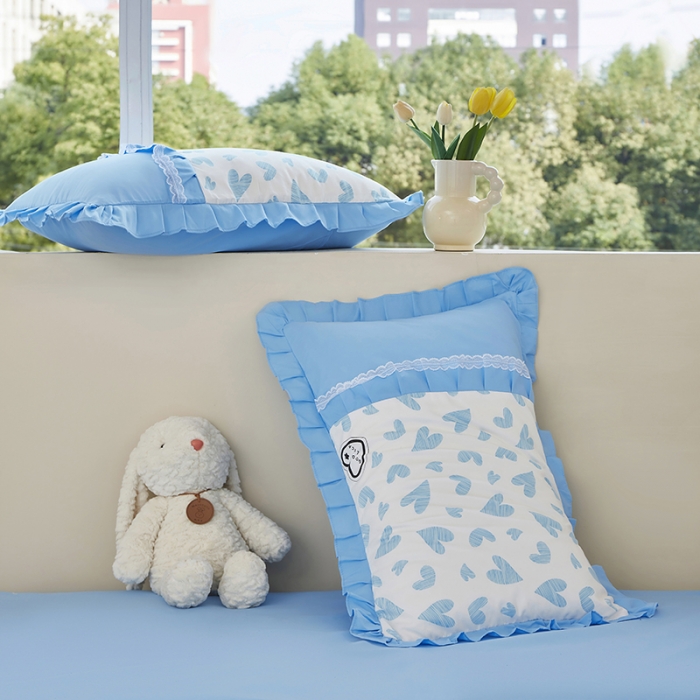 91家纺网 家纺一手货源 找家纺 靓生活 2023新款贡棉浪漫花边印花四件套 卡萌-钛白