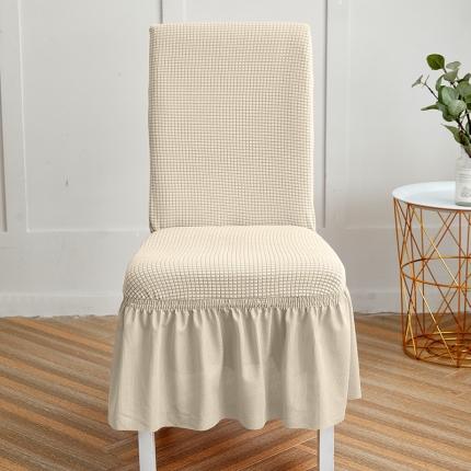 91家纺网 家纺一手货源 找家纺 丝绮鹿 2023新款玉米粒椅子套（裙边款） 米黄