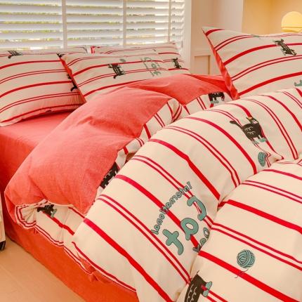 91家纺网 家纺一手货源 找家纺 （总）金丝鸟 2023新款全棉可爱卡通印花小清新四件套-第一批