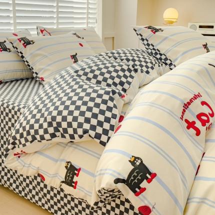 91家纺网 家纺一手货源 找家纺 （总）金丝鸟 2023新款全棉可爱卡通印花小清新四件套-第一批