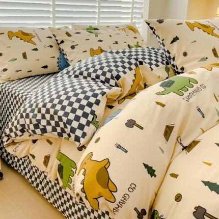 91家纺网 家纺一手货源 找家纺 （总）金丝鸟 2023新款全棉可爱卡通印花小清新四件套-第一批