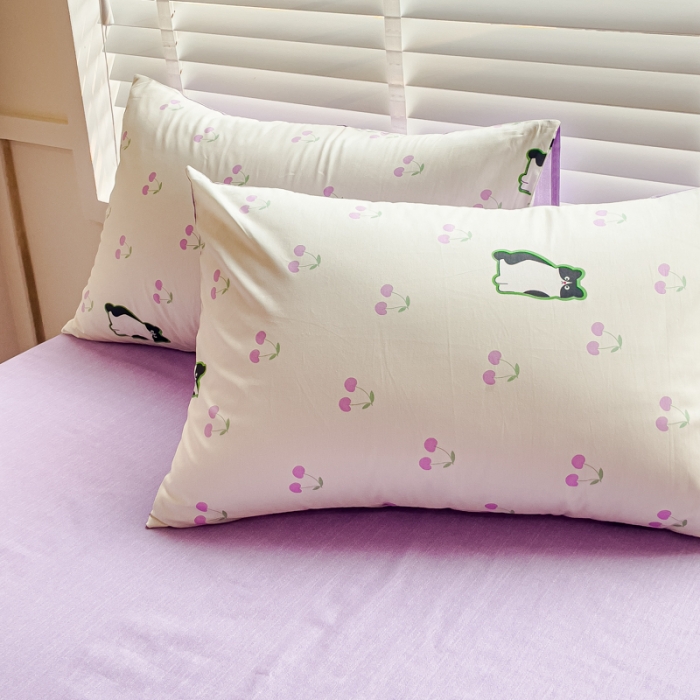 91家纺网 家纺一手货源 找家纺 金丝鸟 2023新款全棉可爱卡通印花小清新四件套-第一批 樱桃布偶猫