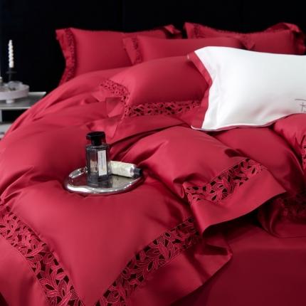 （总）榻尚家居2024款纯棉镂空贡缎婚庆蕾丝款四件套(会员-20)