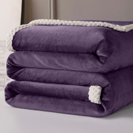 迷你屋 2023毛毯冬季珊瑚法兰绒加厚保暖沙发午睡毯子学生宿舍 毛毯-帝王紫