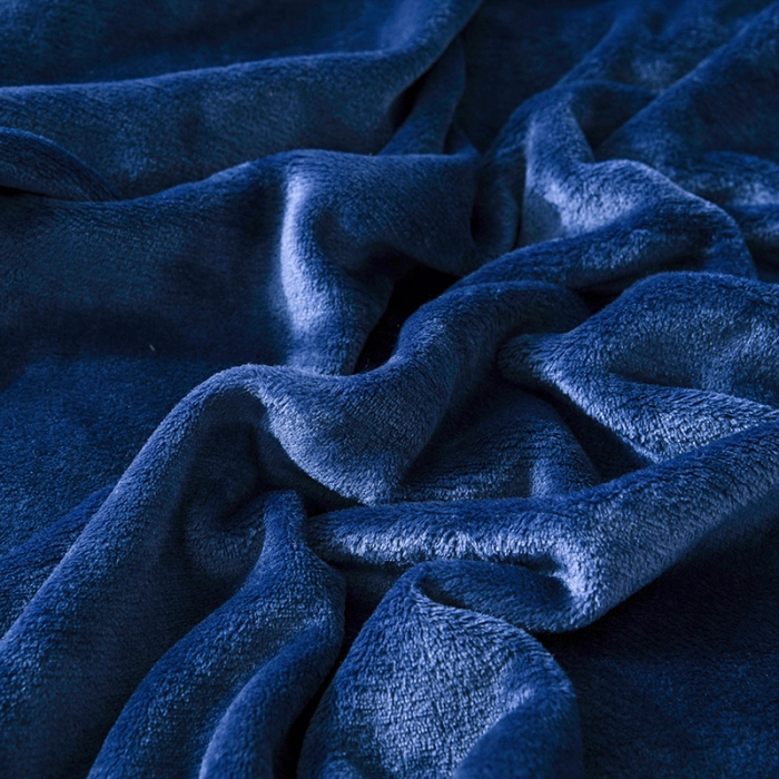 91家纺网 家纺一手货源 找家纺 仟人梦 2024新款纯色法莱绒毛毯多功能毛毯 藏青