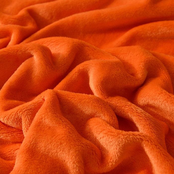 91家纺网 家纺一手货源 找家纺 仟人梦 2024新款纯色法莱绒毛毯多功能毛毯 橙色