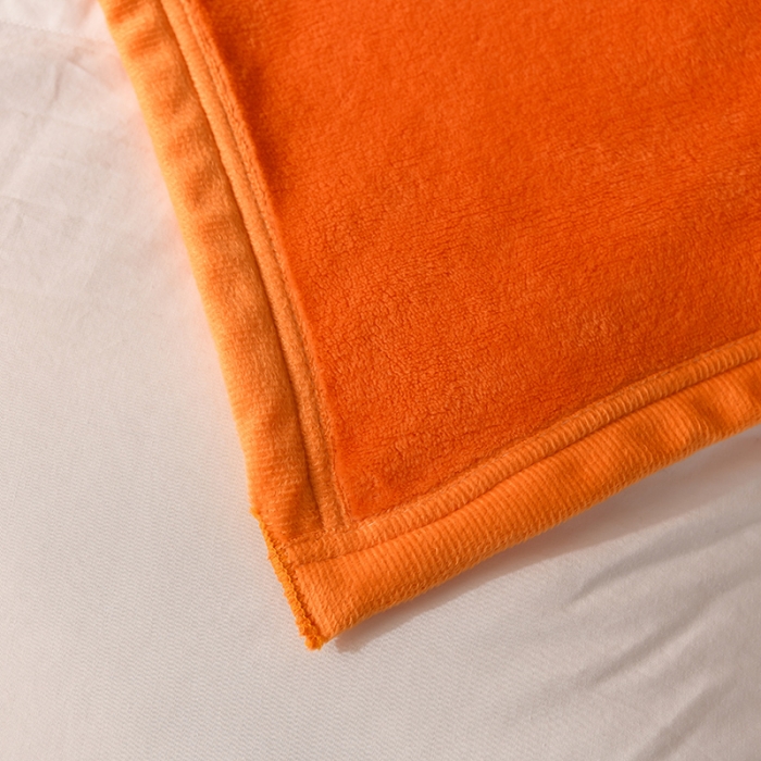 91家纺网 家纺一手货源 找家纺 仟人梦 2024新款纯色法莱绒毛毯多功能毛毯 橙色