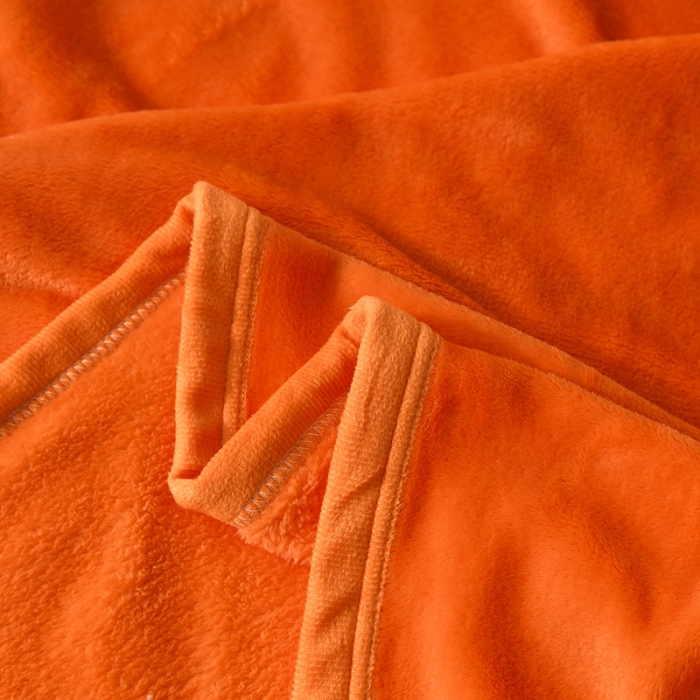 91家纺网 家纺一手货源 找家纺 仟人梦 2024新款纯色法莱绒毛毯多功能毛毯 橙色