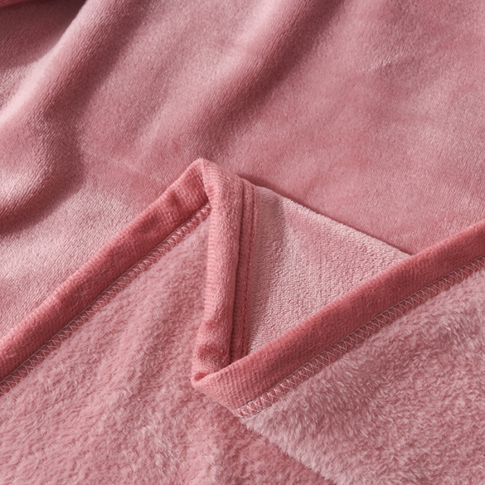 91家纺网 家纺一手货源 找家纺 仟人梦 2024新款纯色法莱绒毛毯多功能毛毯 豆沙色