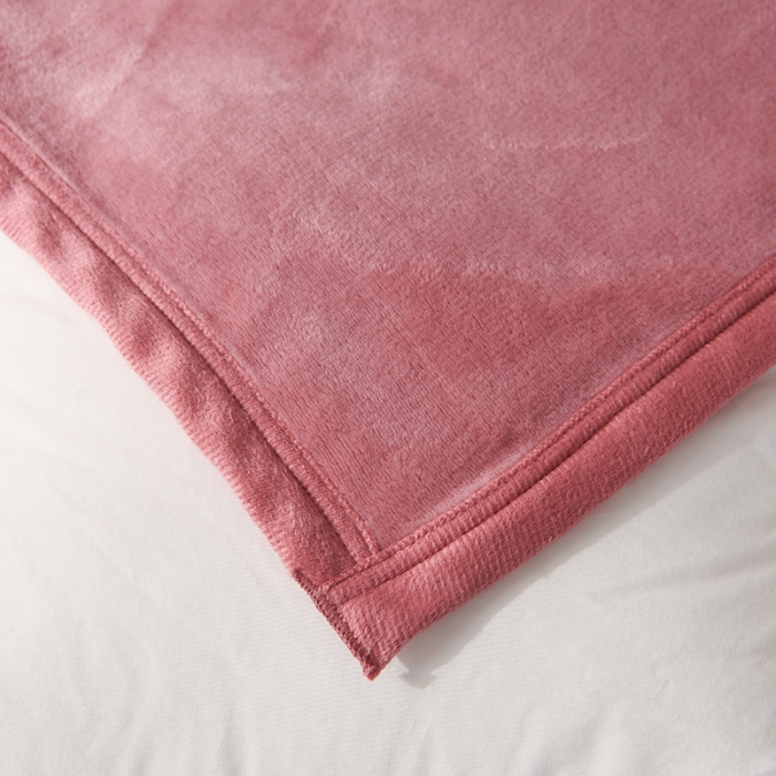 91家纺网 家纺一手货源 找家纺 仟人梦 2024新款纯色法莱绒毛毯多功能毛毯 豆沙色