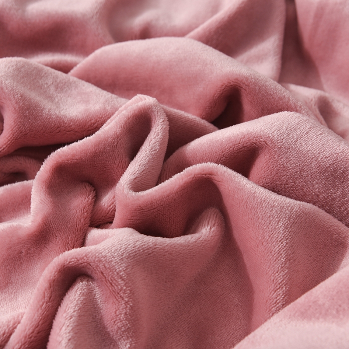 91家纺网 家纺一手货源 找家纺 仟人梦 2024新款纯色法莱绒毛毯多功能毛毯 豆沙色
