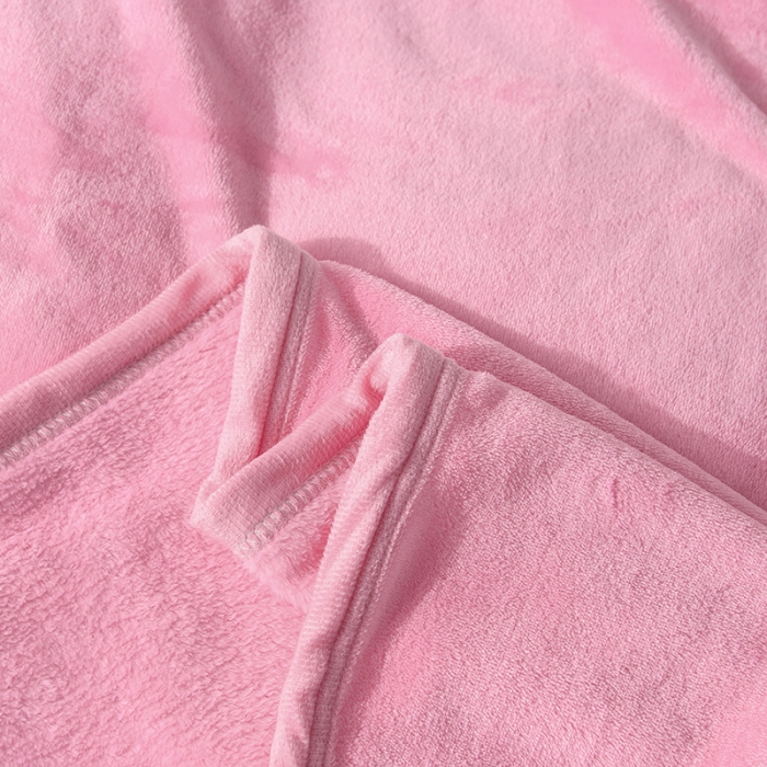 91家纺网 家纺一手货源 找家纺 仟人梦 2024新款纯色法莱绒毛毯多功能毛毯 粉色